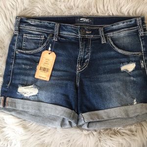 Silver jean shorts